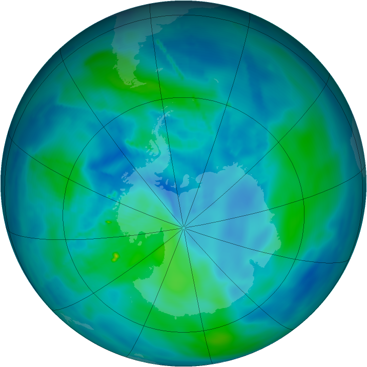 Antarctic ozone map for 11 March 2011